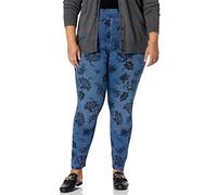 HUE Super Soft Stretch High Rise Straight Leg Denim Leggings, Jeggings with No Side Seams Calcetines, Lavado clásico Ligero - Floral, Medium para Mujer