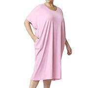 HUE Women's Plus Size Short Sleeve T-Shirt Lounge Dress, Zephyr, 1X-2X
