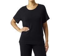 HUE Women's Plus Solid French Terry Short Sleeve Lounge Tee, Black, 2X
