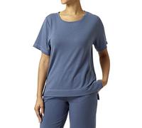 HUE Women's Plus Solid French Terry Short Sleeve Lounge Tee, Vintage Indigo, 1X