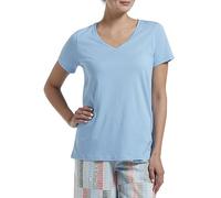 HUE Women's Short Sleeve V-Neck Sleep tee, Bella Blue, Large
