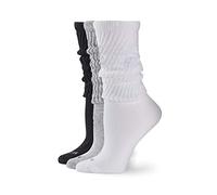 HUE Women's Slouch Sock 3 Pair Pack, White/Light Charcoal Heather/Black, One Size
