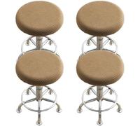 Hueborne 4 Fundas elásticas for taburetes de Bar Redondos, de Jacquard, con Ajuste elástico, de 28 a 38 cm de diámetro, for Cocina y Pub.(Ocher)