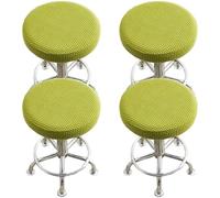 Hueborne 4 Fundas elásticas for taburetes de Bar Redondos, de Jacquard, con Ajuste elástico, de 28 a 38 cm de diámetro, for Cocina y Pub.(Apple Green)