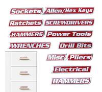 Huehkir Etiquetas para de Herramientas - 12 Piezas Etiquetas Magnéticas Para Baúl De Herramientas,Organizadores Para Llaves - Para Garaje Taller Oficina Aula Residencia Estudiantil Negocio