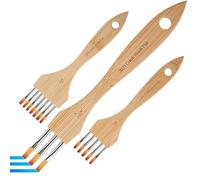 Huehkir Pincel De Rastrillo para Pintura - Cepillo De Púas De Nylon Y Lana para Texturas 3 Piezas - Pinceles para Artistas | para Principiantes Y Adultos En Manualidades, Cerámica, Lienzo Y