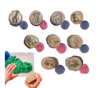 Huella De Animal: Pequeñas Herramientas De Impresión De Madera, Juego De Sellos Para Manualidades Con Diseños De De Patas, Minisellos Artísticos Para Adornos Creativos | Proyectos De Arte