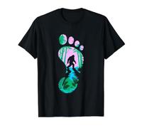 Huella de Bigfoot Excursionista del Bosque Sasquatch Camiseta gráfica económica, Hombre, Negro, M