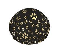 Huella de mascota Gorro de ducha impermeable, Gorro de baño elástico Gorro de baño de protección ambiental Gorros de baño para el cabello, Capas dobles impermeables Gorro de ducha de baño