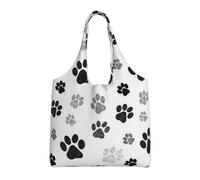 Huella de pata de perro,Bolsas de mano reutilizables, bolsas de supermercado, bolso de hombro de lona de gran capacidad