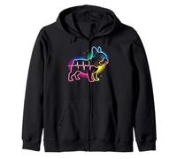 Huella de pata de perro bulldog francés Heartbeat Line Art Sudadera con Capucha