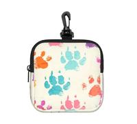 Huella de Pata de Perro Colorida,Bolsa de Almacenamiento Cuadrada con Cremallera, Monedero de Neopreno, Carteras pequeñas, Monedero pequeño, Monedero