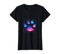 Huella de Pata del Cielo Nocturno - Naturaleza y Cielo Nocturno Camiseta gráfica económica, Mujer, Negro, M