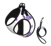 Huella de Pata Morada con corazón,Arnés para Mascotas, arnés Reflectante Ajustable para Perros,L