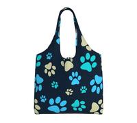 Huella de perro,Bolsas de mano reutilizables, bolsas de supermercado, bolso de hombro de lona de gran capacidad