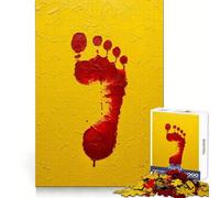 Huella roja sobre Fondo Amarillo Texturizado Rompecabezas para Adultos 1000 Piezas Fortalece la Memoria Alivia la ansiedad Bordes Suaves Sorpresa cálida (50x75cm)