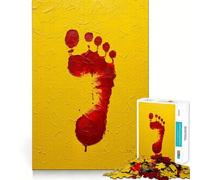 Huella roja sobre Fondo Amarillo Texturizado Rompecabezas para Adultos 1000 Piezas Fortalece la Memoria Alivia la ansiedad Bordes Suaves Sorpresa cálida (50x75cm)