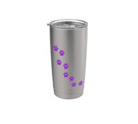 Huellas de animales púrpura lindo gatos perros mascotas Vaso térmico de acero inoxidable de doble pared