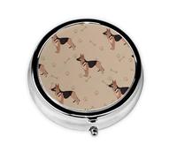 Huellas de patas de pastor alemán, Pastillero, Pastillero redondo Pequeño contenedor de pastillas Organizador de pastillas de viaje