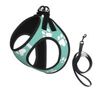 Huellas de Patas de Perro pequeñas sobre Fondo Azul,Arnés para Mascotas, arnés Reflectante Ajustable para Perros,M
