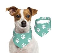 Huellas de Patas de Perro pequeñas sobre Fondo Azul,Pañuelos de algodón para Perros, Bufandas Ajustables para Mascotas,S