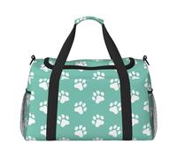 Huellas de Patas de Perro pequeño sobre Fondo Azul.,Bolsas Deportivas, Bolsos de Viaje Deportivos Cruzados de Mano, Bolsas de Viaje de Gran Capacidad para Mujeres y Hombres.