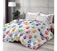 Huellas De Patitas Sencillas Y Bonitas Edredón nórdico de Microfibra 155x220 cm - Relleno nórdico 4 Estaciones - Ultra Suave Ligero, Reversible y Transpirable, Vistoso