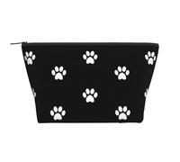 Huellas de Perro Blanco sobre Fondo Negro, Bolsa de artículos de tocador Bolsa de Maquillaje Bolsa de cosméticos Bolsa de artículos de tocador de Viaje portátil