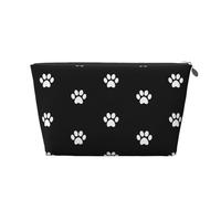 Huellas de Perro Blanco sobre Fondo Negro, Bolsa de artículos de tocador Bolsa de Maquillaje Bolsa de cosméticos Bolsa de artículos de tocador de Viaje portátil