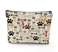 Huellas de perro, bolsa de viaje, bolsa de maquillaje, bolsa de cosméticos, huellas de perro coloridas y huesos grandes, bolsa de maquillaje de lino, gran regalo para viajes, multicolor, 7 x 9