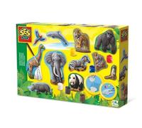 Huellas de yeso con animales de color