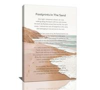 Huellas en la arena Arte de pared con poema religioso para decoración de pared, citas motivacionales, imágenes de playa, impresiones en lienzo, pintura cristiana enmarcada, regalos para mujeres, para