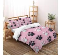 Huellas Negras Funda Edredon 3 Piezas con Impresión En 3D Cute Pet Paw Prints con 2 Fundas De Almohada Double（200x200cm） 100% Microfibra Juego De Cama para para Niñosy Hombres