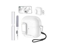 Hülle für Huawei FreeClip 2 Earbuds,weiche TPU+PC Cover,wasserdicht,toergy stoßdicht,Kratzschutz, einfach zu tragen, mit Lanyard & Schlüsselanhänger & Reinigungskit (Weiß)