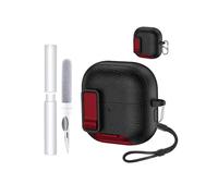 Hülle für Huawei FreeClip 2 Earbuds,weiche TPU+PC Cover,wasserdicht,toergy stoßdicht,Kratzschutz, einfach zu tragen, mit Lanyard & Schlüsselanhänger & Reinigungskit (Schwarz-Rot)