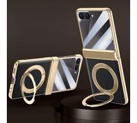 Hülle Funda para Flip7 Carcasa Plating Frame + Hinge + 360°Rotating Bracket + Glass Film,Cuero Bumper Case para Samsung Galaxy Z Flip7(2)
