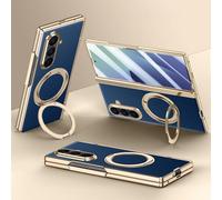 Hülle Funda para Fold7 Carcasa Plating Frame + Hinge + 360°Rotating Bracket + Glass Film,Cuero Bumper Case para Samsung Galaxy Z Fold7(2)