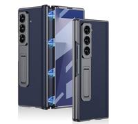 Hülle Funda para Fold7 Case + Hinge + Plating Frame + Kickstand + Glass Film,Cuero Cover Bumper Shell para Samsung Galaxy Z Fold7(8)