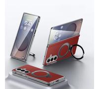 Hülle Funda para Fold7 Case + Magnetic Ring Bracket+ Plating Frame + Wireless Charging,Cuero Cover Bumper Shell para Samsung Galaxy Z Fold7(5)