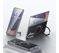 Hülle Funda para Fold7 Case + Magnetic Ring Bracket+ Plating Frame + Wireless Charging,Cuero Cover Bumper Shell para Samsung Galaxy Z Fold7(8)