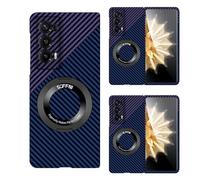 Hülle Funda para Magic V2 Cáscara Carbon Fiber Wireless Charging + Rotating Ring Bracket,Superficie Curva Slim Case para Honor Magic V2(3)
