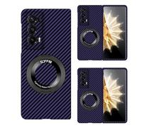 Hülle Funda para Magic V2 Cáscara Carbon Fiber Wireless Charging + Rotating Ring Bracket,Superficie Curva Slim Case para Honor Magic V2(6)