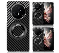 Hülle Funda para Magic V3 Cáscara Carbon Fiber Wireless Charging + 360°Rotating Ring Bracket,Curva Slim Case para Honor Magic V3(4)