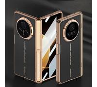 Hülle Funda para Magic V3 Cáscara Glass Film + Plating Hinge + Metal Lens Cap,Premium Cuero Bumper Case Slim Cover para Honor Magic V3(2)