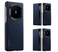 Hülle Funda para Mate X7 Magnetic Flip Case View Window + Wireless Charge,Carbon Fibre Folio Cover para Huawei Mate X7(3)