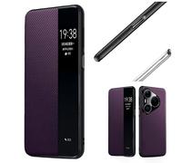 Hülle Funda para Pura 90 Pro MAX Magnetic Flip Case View Window + Wireless Charge,Carbon Fibre Folio Cover para Huawei Pura 90 Pro MAX(1)