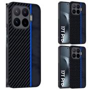 Hülle Funda para Xiaomi 17T Pro Cáscara Carbon Fiber,Leather Case(Azul)