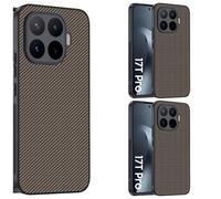Hülle Funda para Xiaomi 17T Pro Cáscara Carbon Fiber,Leather Case(Dorado)