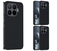 Hülle Funda para Xiaomi 17T Pro Cáscara Carbon Fiber,Leather Case(Negro)