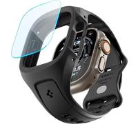 Spigen Liquid Air Pro Funda Correa Protector para Apple Watch Ultra 4/3/2/1 | Funda unibody de TPU con correa y protección de 360° con cristal templado 9H para Apple Watch Ultra 49mm - Negro